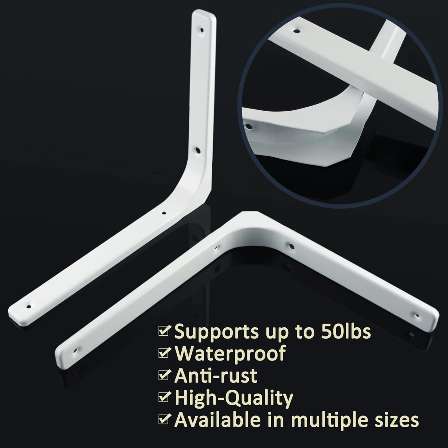 Modern White Floating Shelf Brackets | Heavy Duty Steel
