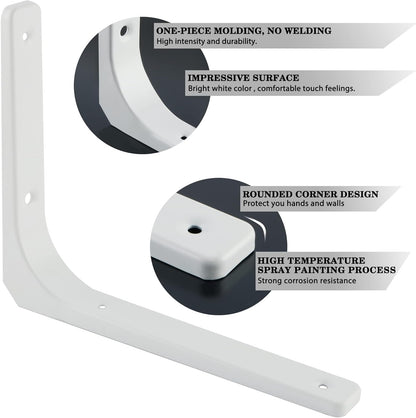 Modern White Floating Shelf Brackets | Heavy Duty Steel