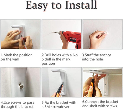 Modern White Floating Shelf Brackets | Heavy Duty Steel