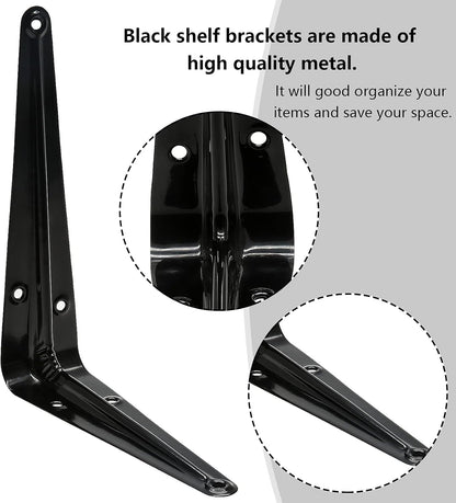 Decorative Shelf Brackets | Black Metal (Pack of 4 or 8)