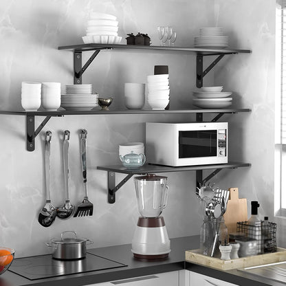 Decorative Shelf Brackets 150×120mm | Black Metal (Pack of 2 or 4)