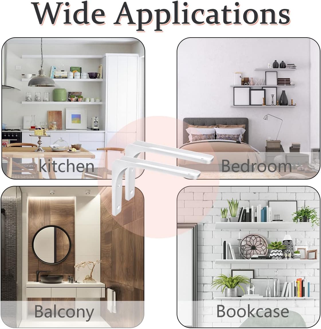 Modern White Floating Shelf Brackets | Heavy Duty Steel