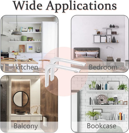 Modern White Floating Shelf Brackets | Heavy Duty Steel