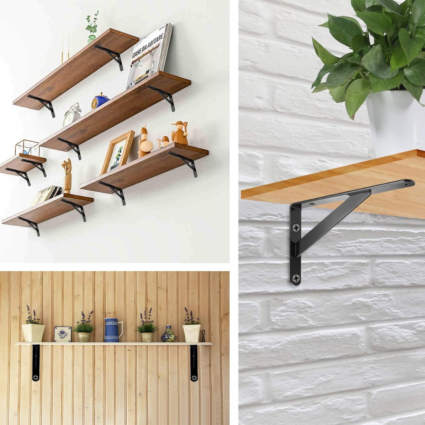 Decorative Shelf Brackets 150×120mm | Black Metal (Pack of 2 or 4)