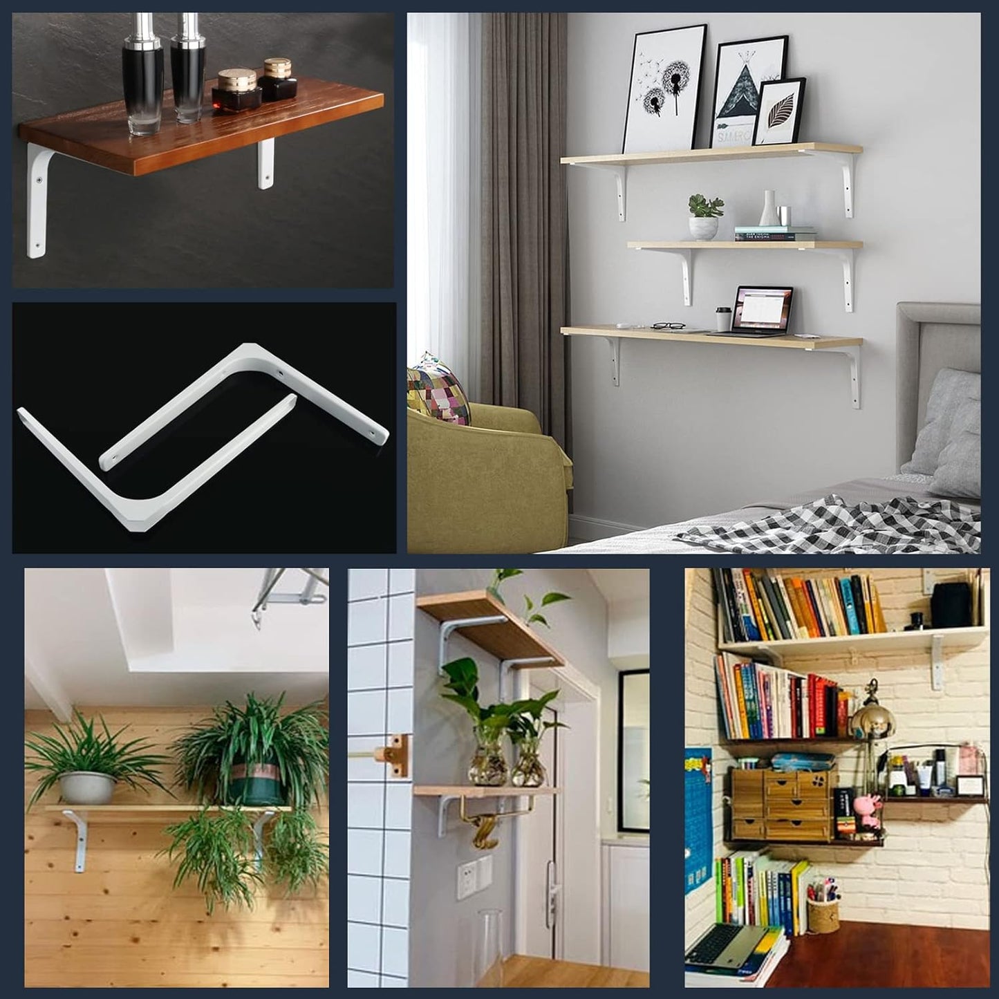 Modern White Floating Shelf Brackets | Heavy Duty Steel