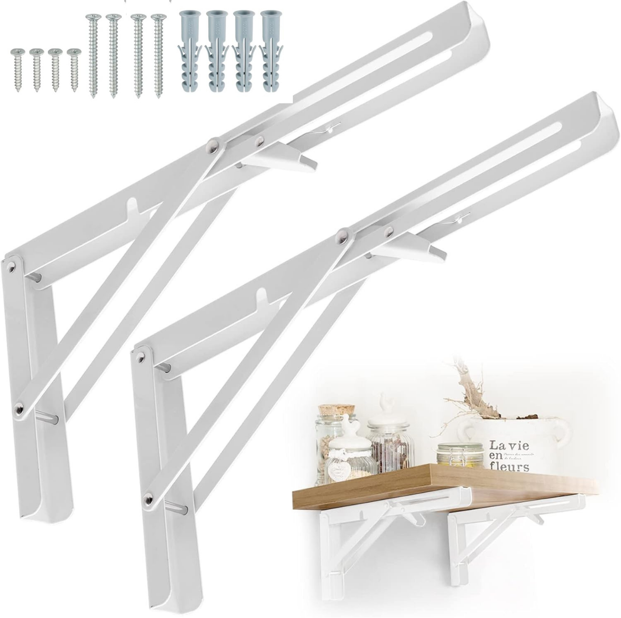 Folding Shelf Brackets (2 Pack) | Space Saving Design