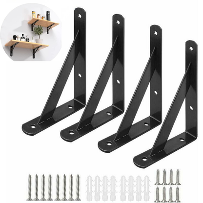 Decorative Shelf Brackets 150×120mm | Black Metal (Pack of 2 or 4)
