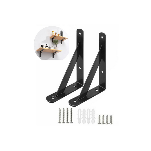 Decorative Shelf Brackets 150×120mm | Black Metal (Pack of 2 or 4)